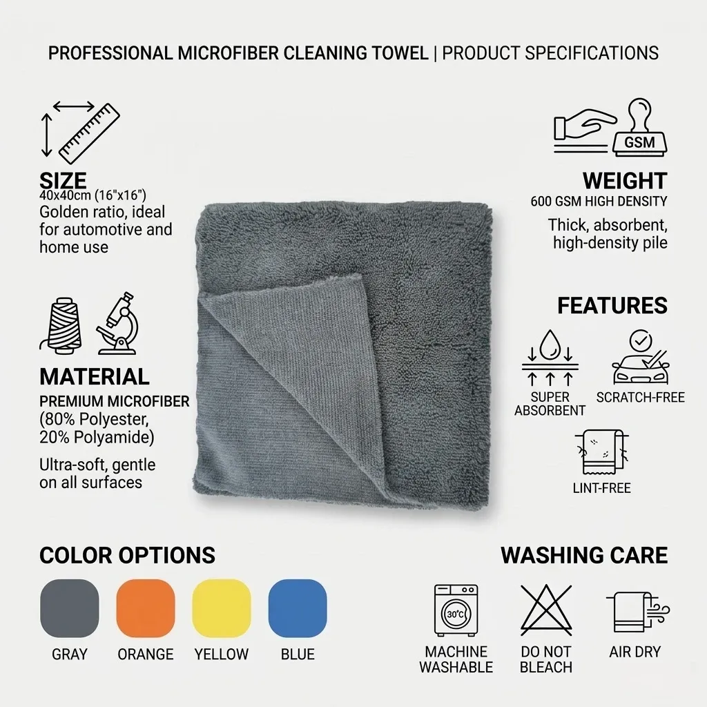 Serviette de cirage et de polissage pour automobile – Chiffon de nettoyage en microfibre (plusieurs couleurs disponibles) – Sans peluches et très absorbant 5