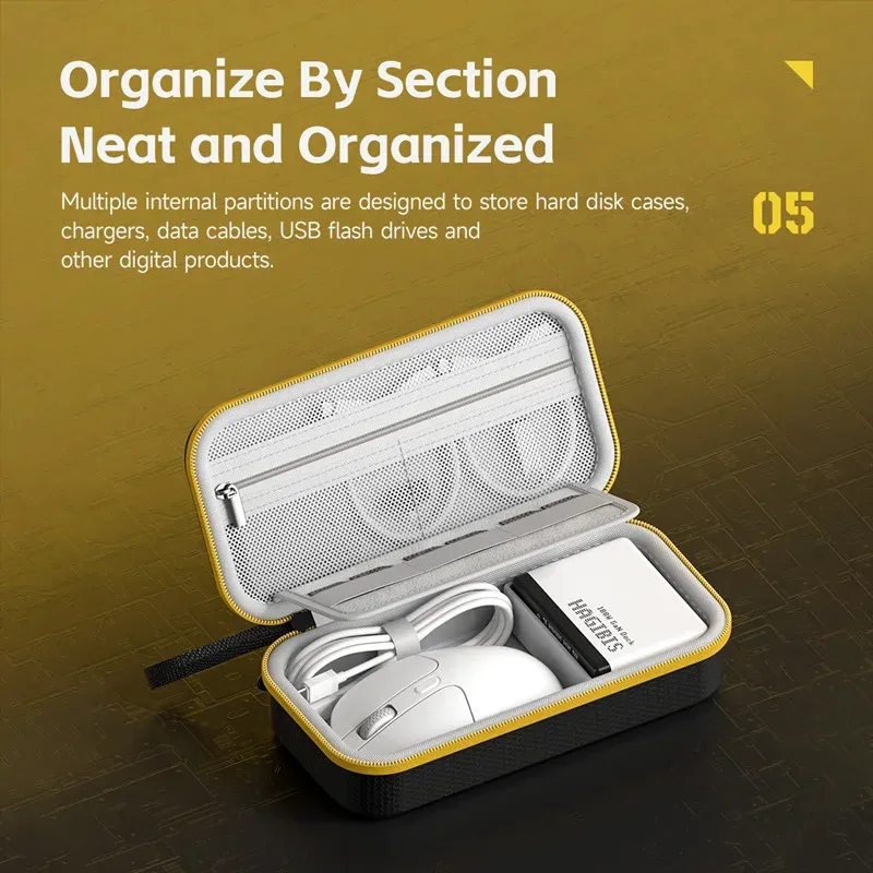 Hagibis – Organisateur électronique de voyage à coque rigide EVA, pochette de transport en PU pour câbles, chargeurs et accessoires 2