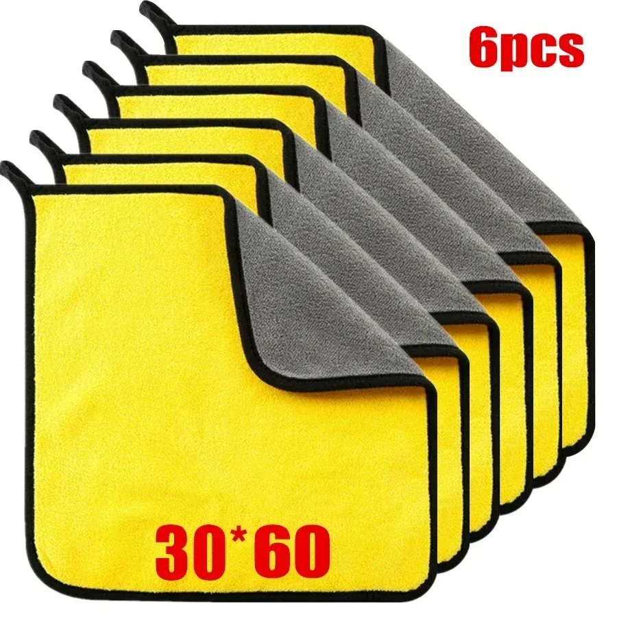 Serviette de lavage et séchage en microfibre épaisse à double couche pour carrosserie automobile, lot de 1, 2 ou 6 pièces 9