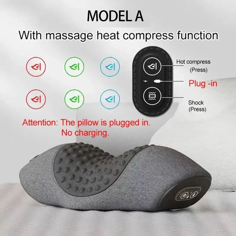 Masseur électrique pour cou, oreiller cervical à chaleur, compresse chaude, extensible, avec fonction chauffante, vibrations et massage du cou et des épaules, étirement du dos 9