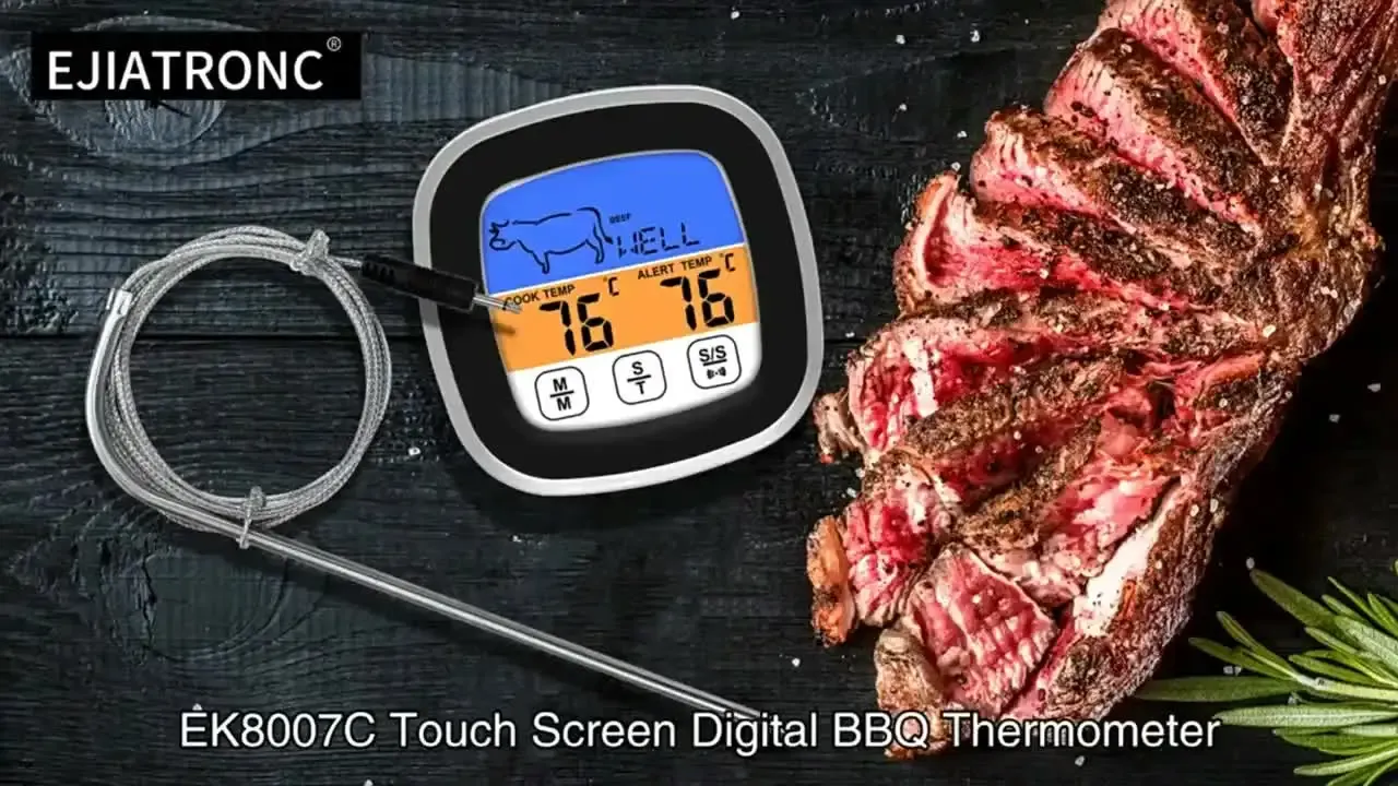 Thermomètre numérique pour viande avec grand écran tactile LCD