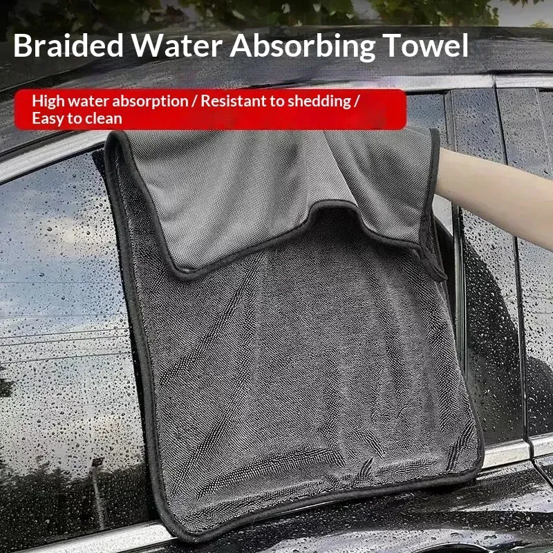 Serviette en microfibre gris foncé pour voiture, 500 GSM, très absorbante et surdimensionnée 2