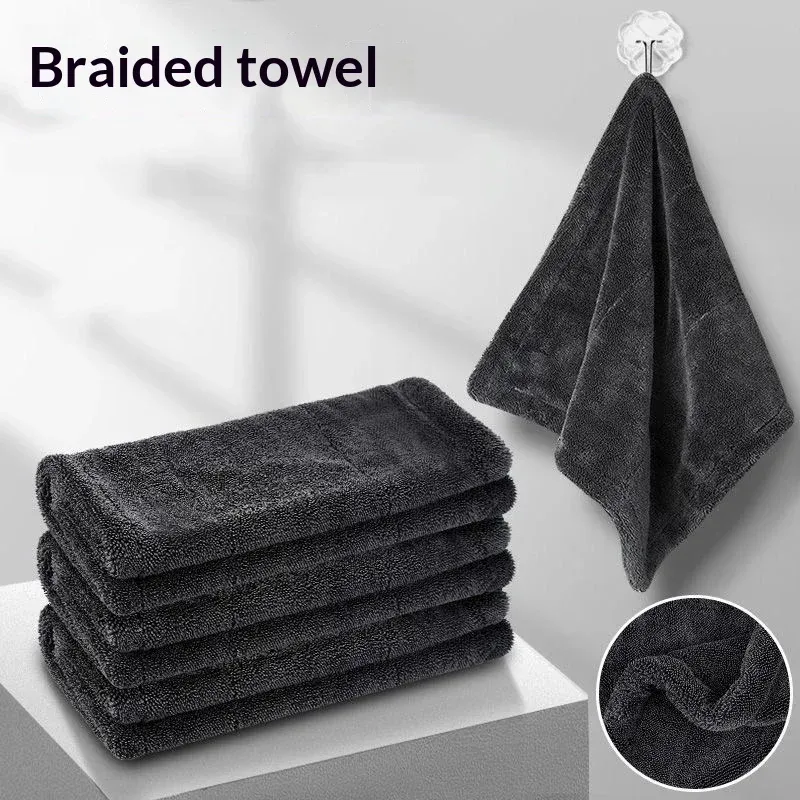 Serviette en microfibre gris foncé pour voiture, 500 GSM, très absorbante et surdimensionnée 3