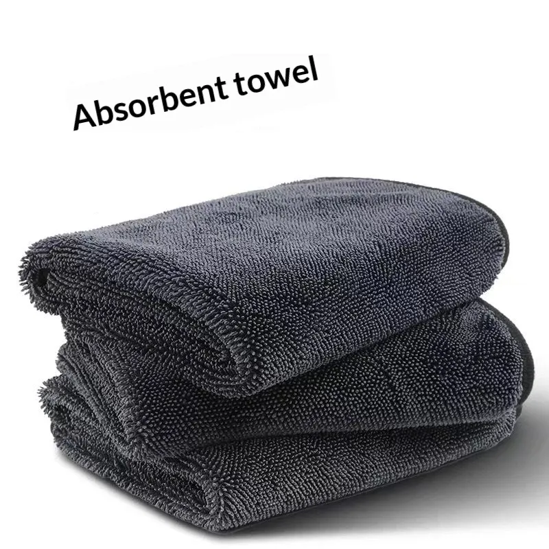Serviette en microfibre gris foncé pour voiture, 500 GSM, très absorbante et surdimensionnée 4