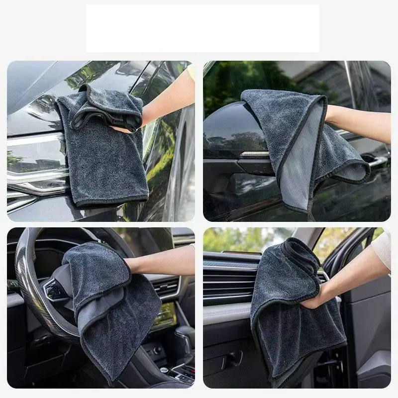 Serviette en microfibre gris foncé pour voiture, 500 GSM, très absorbante et surdimensionnée 6