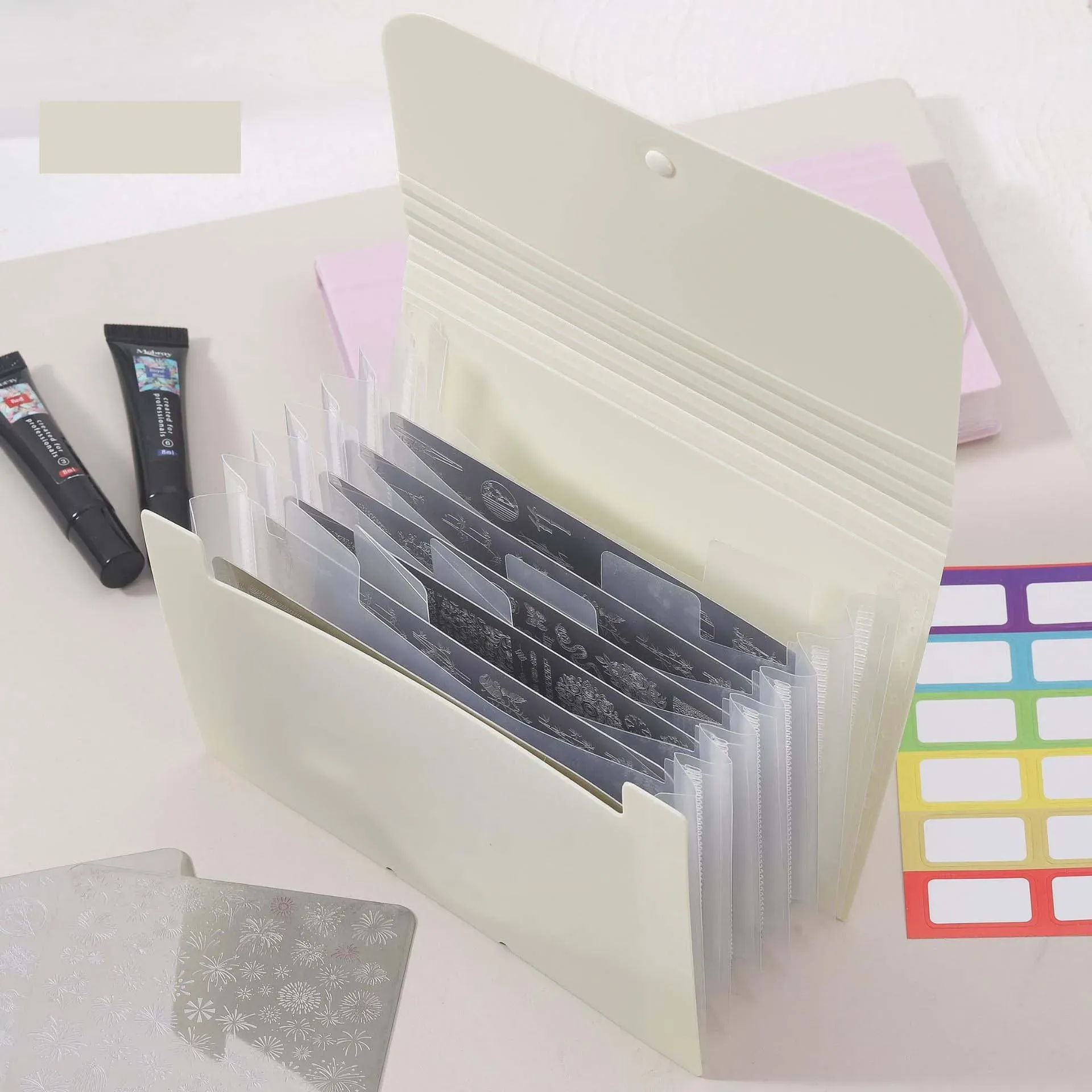 Livre de rangement pour plaques de tampons à ongles, pliable, anti-poussière et résistant aux rayures, avec pochettes pour autocollants d'ongles et plaques en acier, album de rangement pratique 8