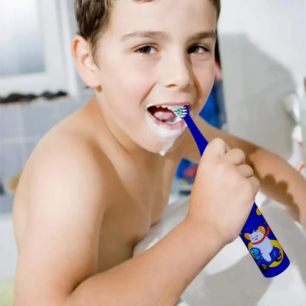 Brosse à dents électrique sonique pour enfants avec 5 têtes de rechange, motif dessin animé 2