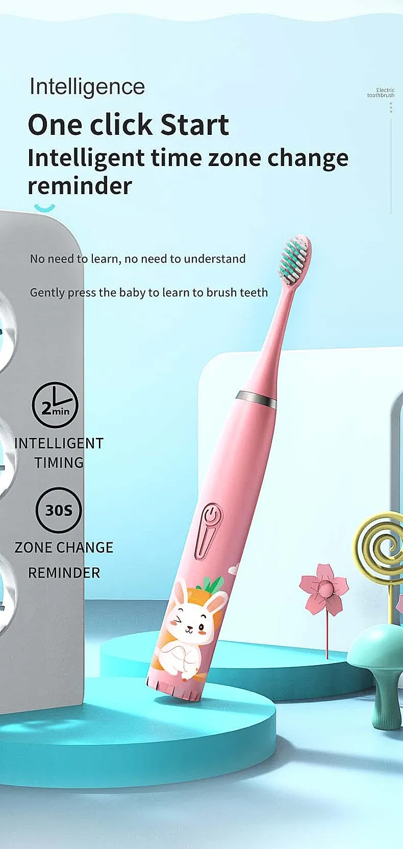 Têtes de brosse de rechange pour brosse à dents électrique enfant