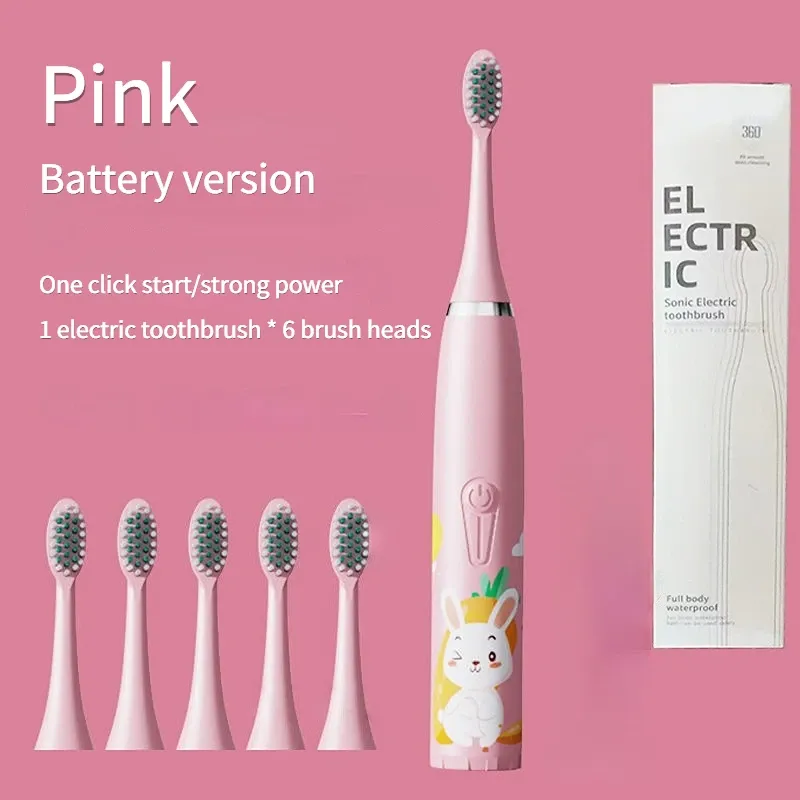 Brosse à dents électrique sonique pour enfants avec 5 têtes de rechange, motif dessin animé 10