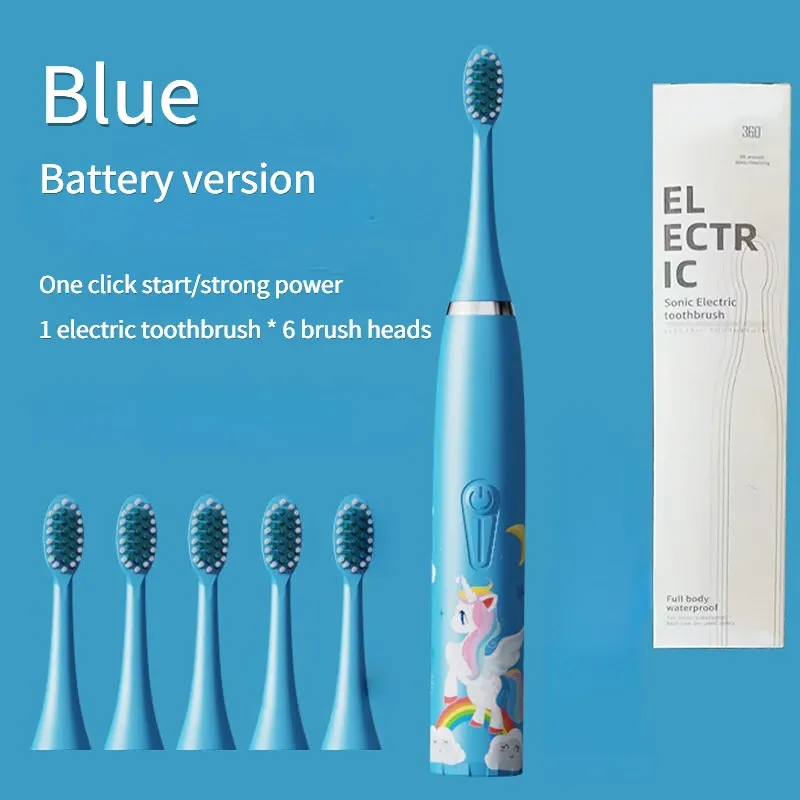 Brosse à dents électrique sonique pour enfants avec 5 têtes de rechange, motif dessin animé 7