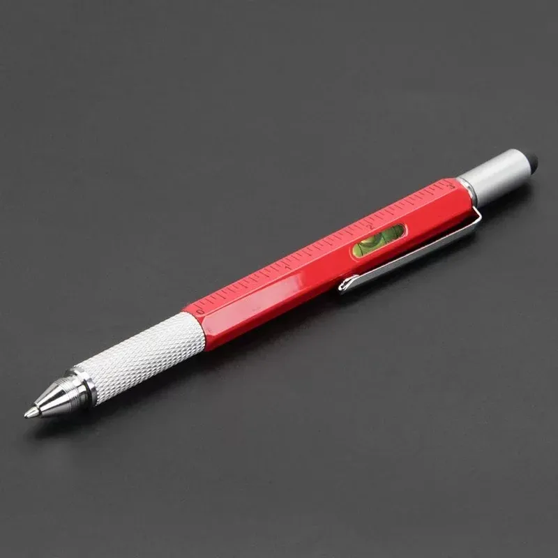 Stylet capacitif multifonction 7 en 1 pour écran tactile avec tournevis, règle, jauge de niveau et stylo à bille rechargeable 10