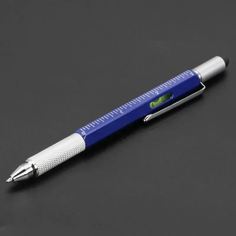 Stylet capacitif multifonction 7 en 1 pour écran tactile avec tournevis, règle, jauge de niveau et stylo à bille rechargeable 9