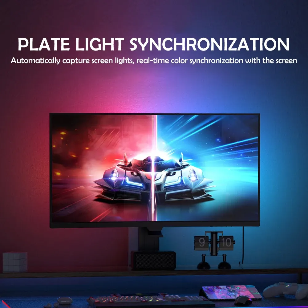 Bande lumineuse LED RGB installée derrière un écran
