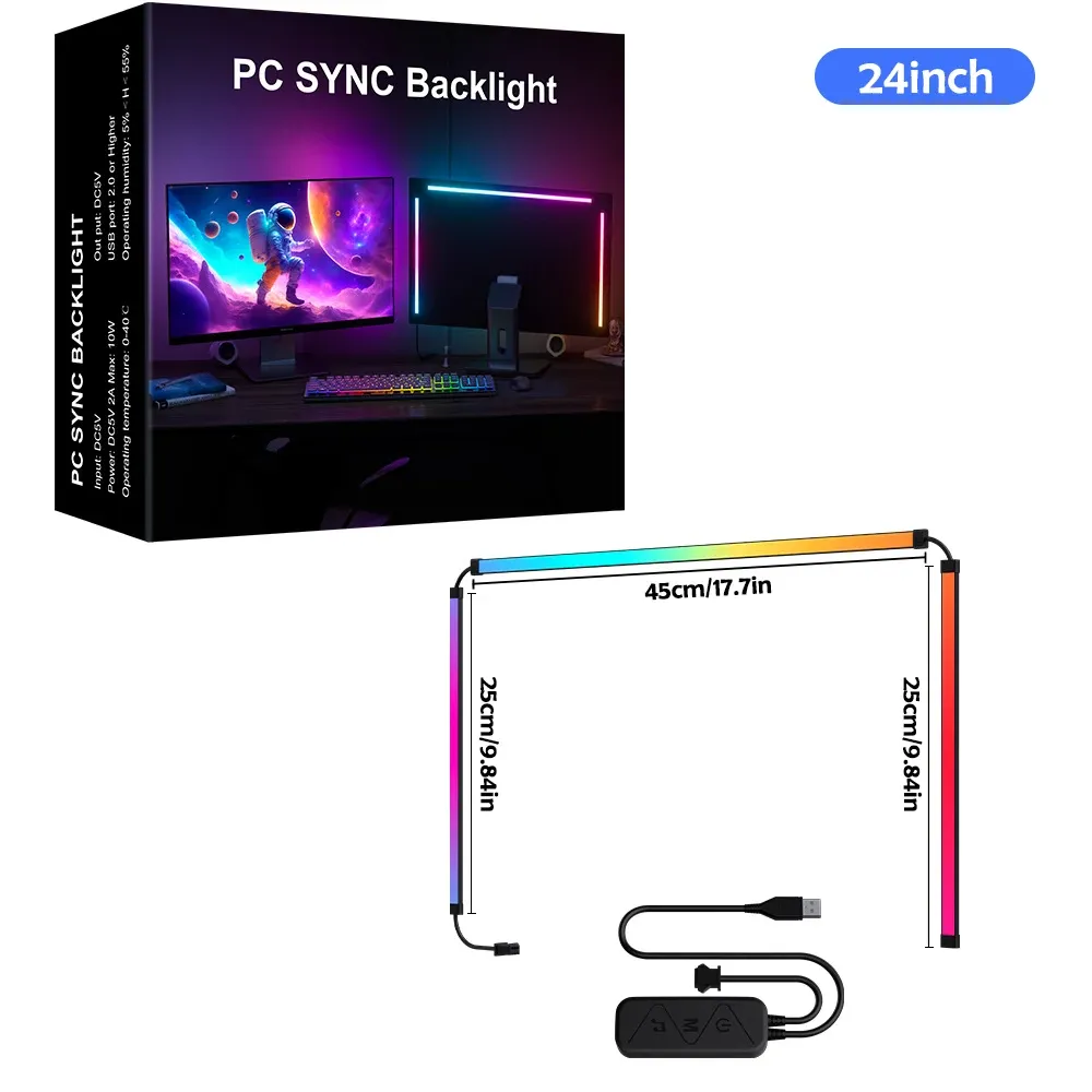 Bande lumineuse RGB pour gaming à rétroéclairage LED synchronisable avec écran PC et application de synchronisation musicale 7