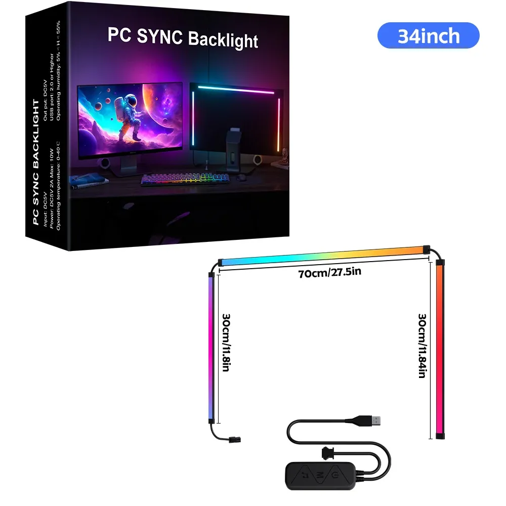 Bande lumineuse RGB pour gaming à rétroéclairage LED synchronisable avec écran PC et application de synchronisation musicale 10