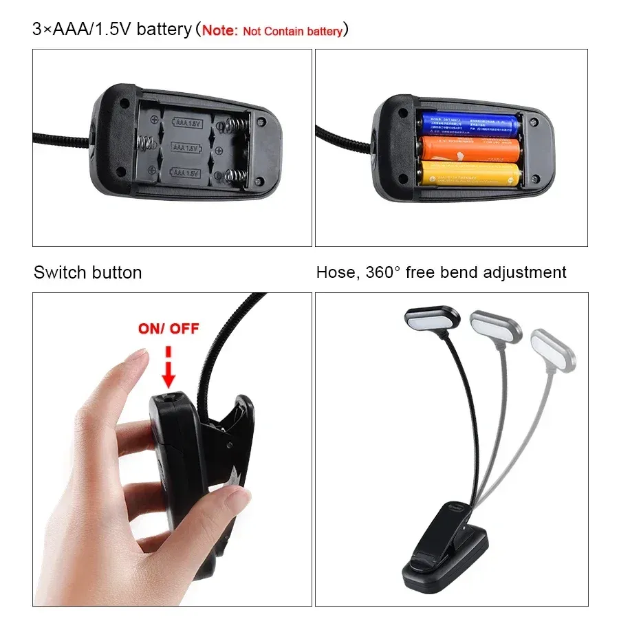 Mini lampe pince pour livre, sans fil, protection des yeux, lampe de lecture portable, petite lampe de bureau pour chambre, pour lecteurs et étudiants 3