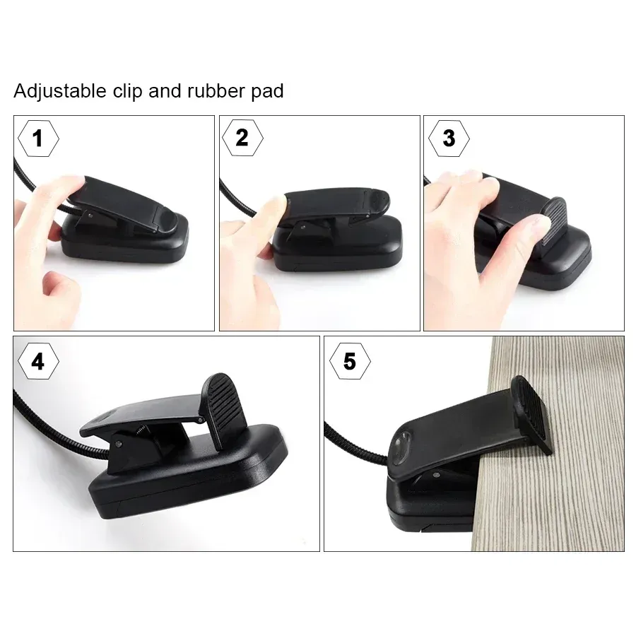 Mini lampe pince pour livre, sans fil, protection des yeux, lampe de lecture portable, petite lampe de bureau pour chambre, pour lecteurs et étudiants 4