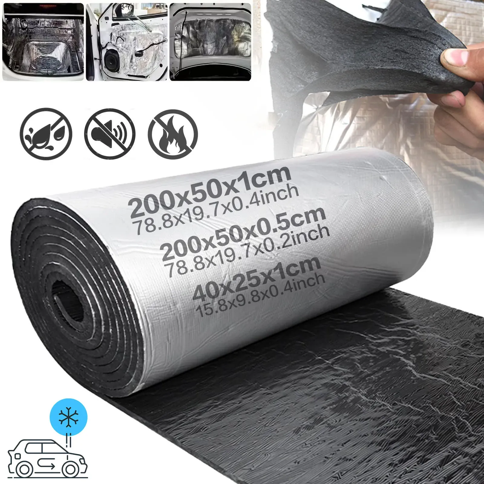 Tapis d'isolation phonique et thermique pour voiture, 200 x 50 cm, épaisseur 5/10 mm, mousse à cellules fermées