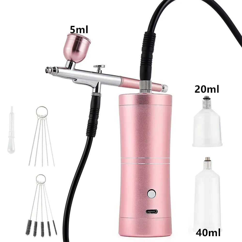 Kit aérographe avec mini compresseur d'air, buse 0,3 mm, rose 9