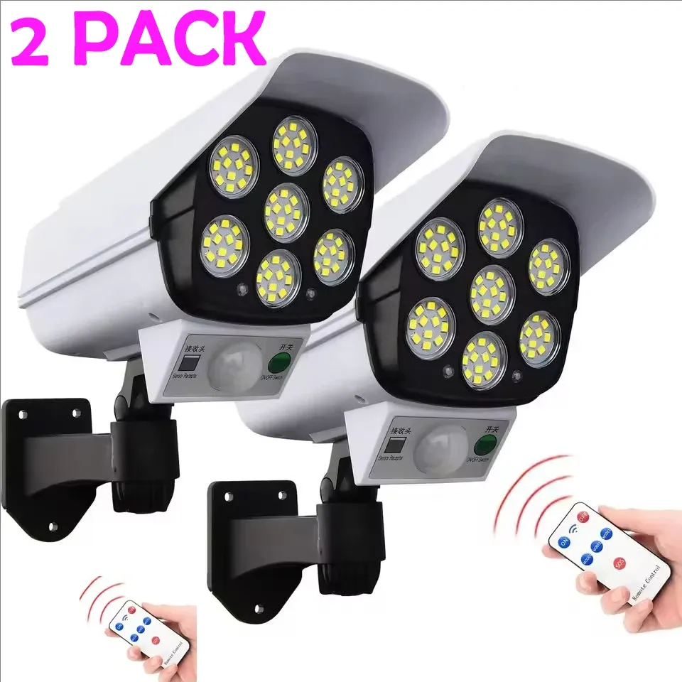 Applique solaire d'extérieur avec détecteur de mouvement, 2000 lumens, 77 LED, télécommande incluse