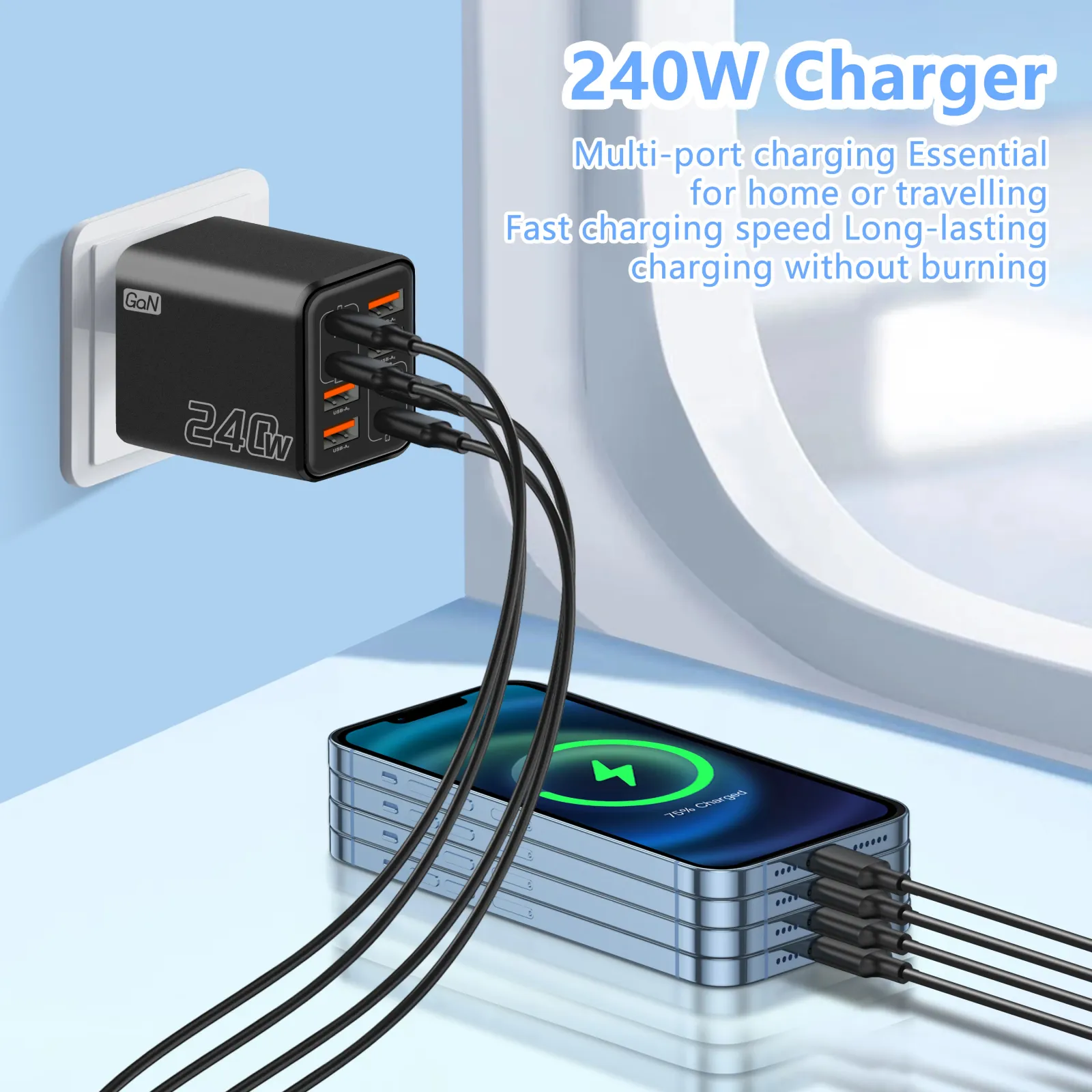Chargeur USB-C GaN 8 en 1 finitions et détails