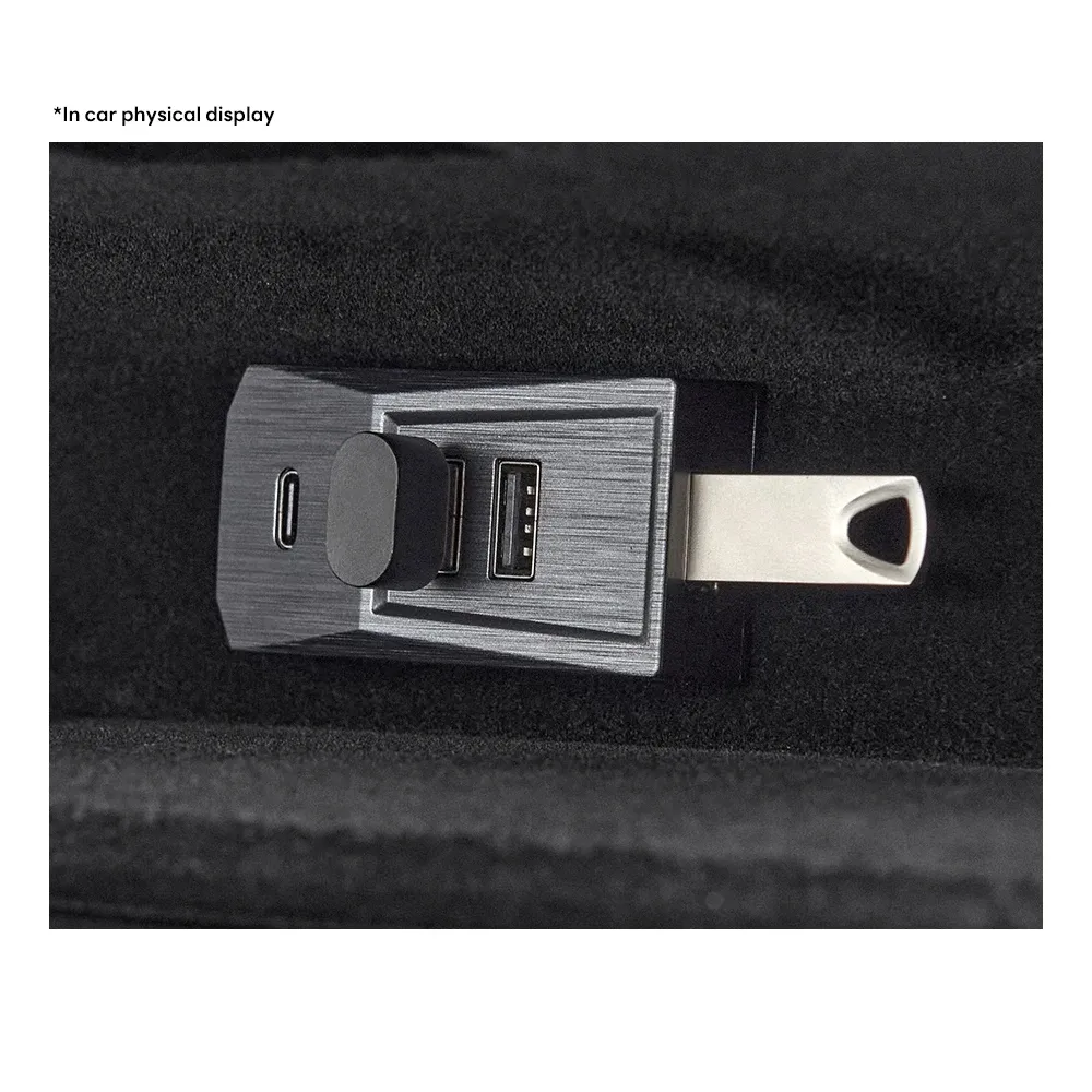 Hub USB pour boîte à gants Tesla détail des ports