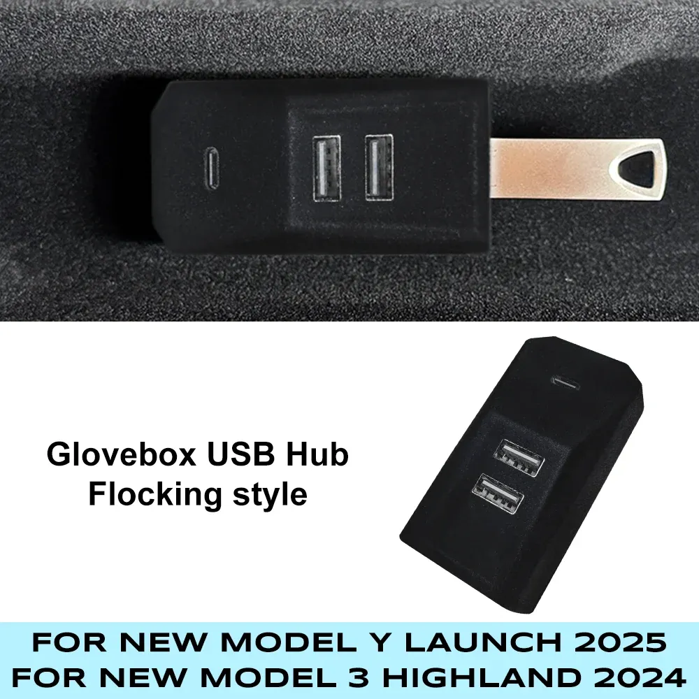 Hub USB TESY pour boîte à gants Tesla Model Y, L et Juniper (Model 3 Highland), répartiteur numérique Type-C, station de transmission de données 8