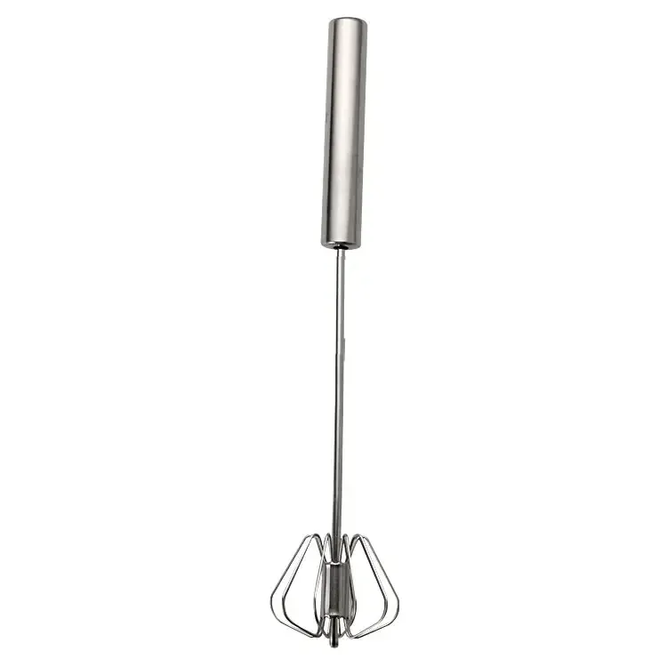 Fouet de cuisine semi-automatique en acier inoxydable avec poignée en bois de hêtre, batteur à main G041 8