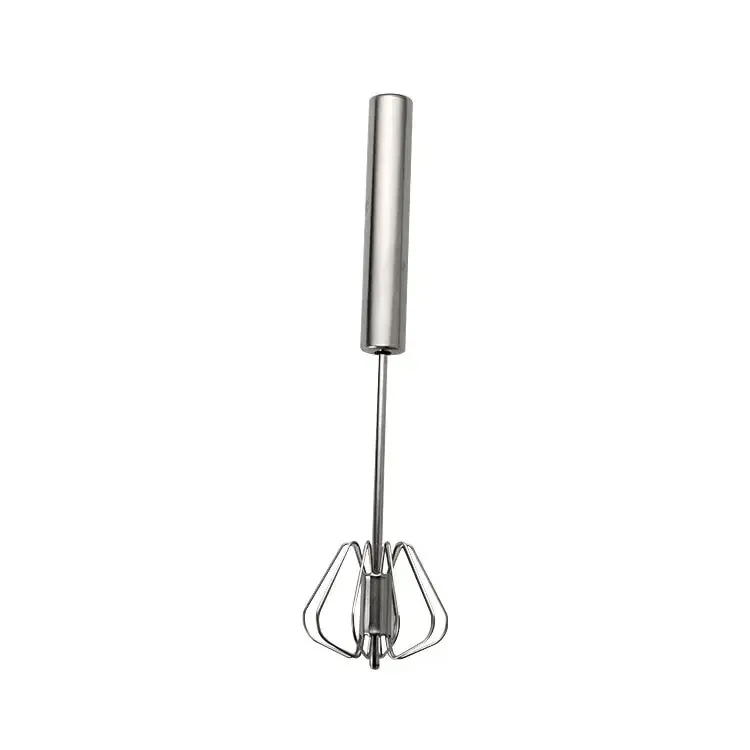 Fouet de cuisine semi-automatique en acier inoxydable avec poignée en bois de hêtre, batteur à main G041 9