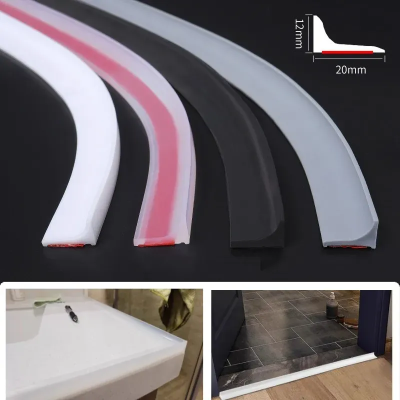 Bouchon de baignoire en silicone, barrière d'étanchéité auto-adhésive pour séparation sèche et humide, prévention des éclaboussures pour douche - Image 1