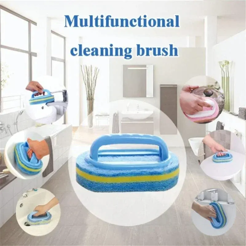 Brosse de nettoyage en éponge avec manche pour carrelage, baignoire, cuisine et salle de bains 2