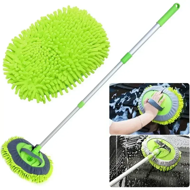 Brosse télescopique à long manche pour lavage de voiture, vadrouille super absorbante réglable et outil de nettoyage de vitres - Image 1