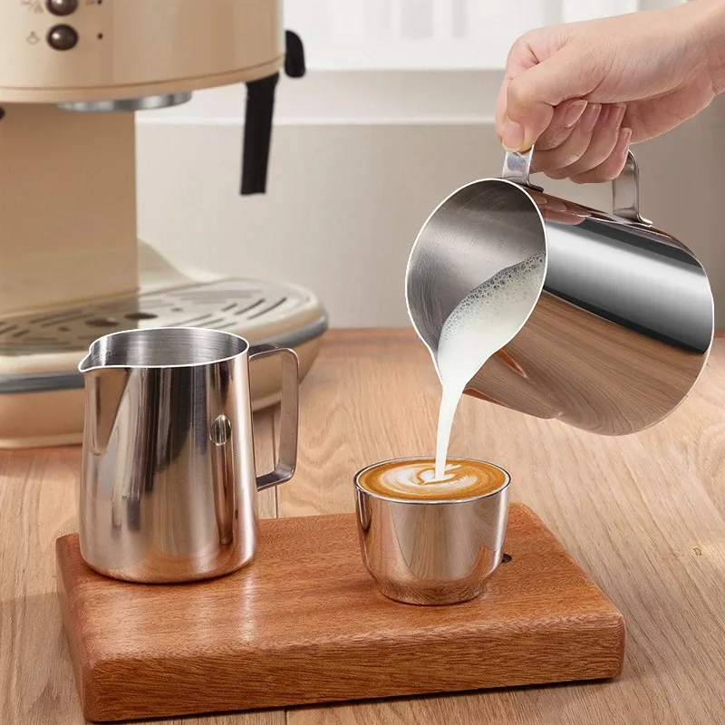Pichet à mousse de café et de lait, 100/150/350/600 ml, pour Latte Art, en acier inoxydable, pichet de mesure, accessoire pour café - Image 1