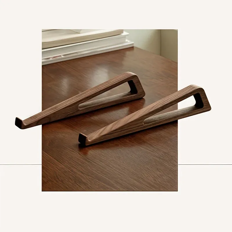 Support pour ordinateur portable pliable en bois ergonomique, angle réglable à 12°, conception triangulaire avec ventilation de refroidissement, accessoire de bureau 3