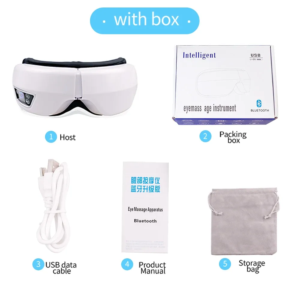 Masseur oculaire intelligent à vibrations 6D, compresse à air, instrument de soins des yeux, Bluetooth, musique, masque de sommeil, relaxation oculaire, anti-fatigue 8