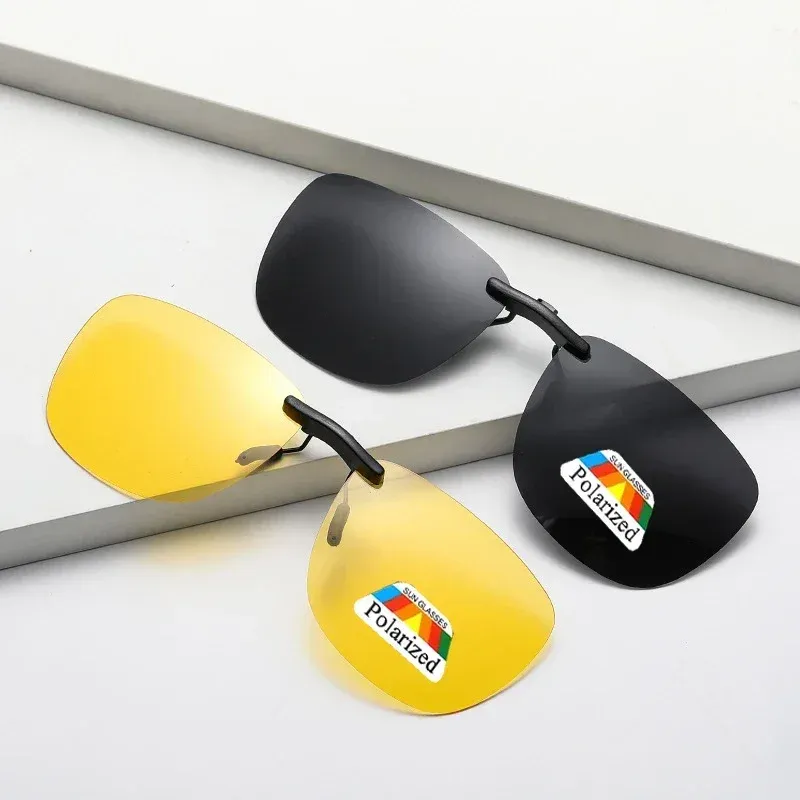Lunettes de vision nocturne polarisées avec clips, protection UV400 et anti-éblouissement pour hommes et femmes, modèle carré vintage 3
