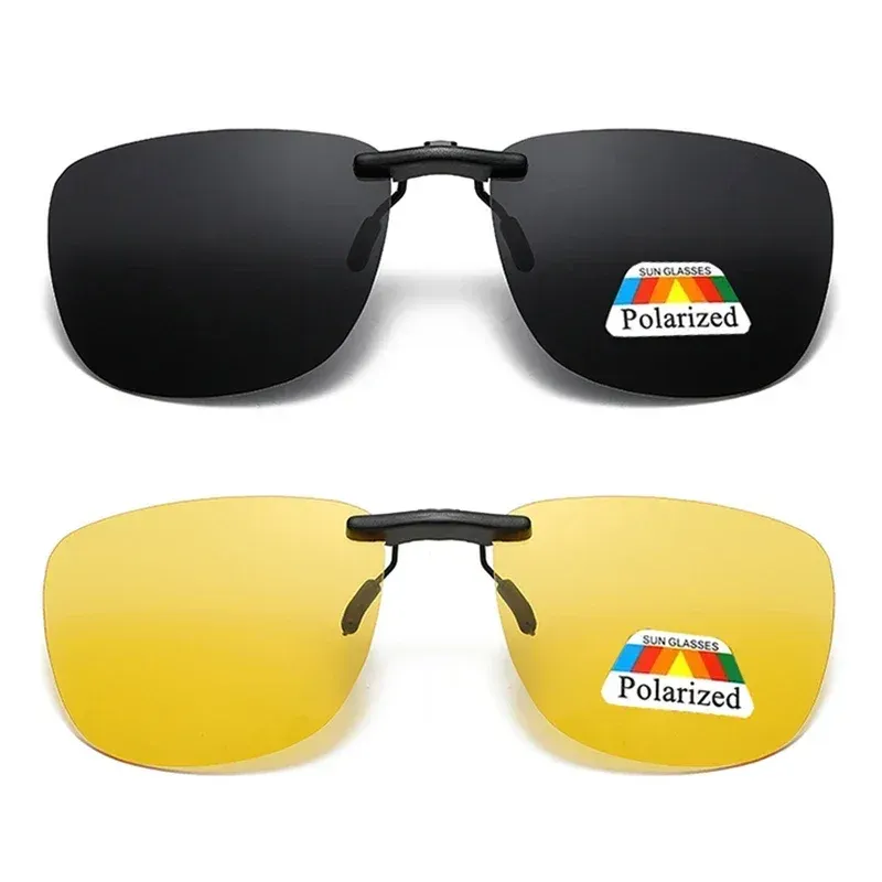Lunettes de vision nocturne polarisées avec clips, protection UV400 et anti-éblouissement pour hommes et femmes, modèle carré vintage 2