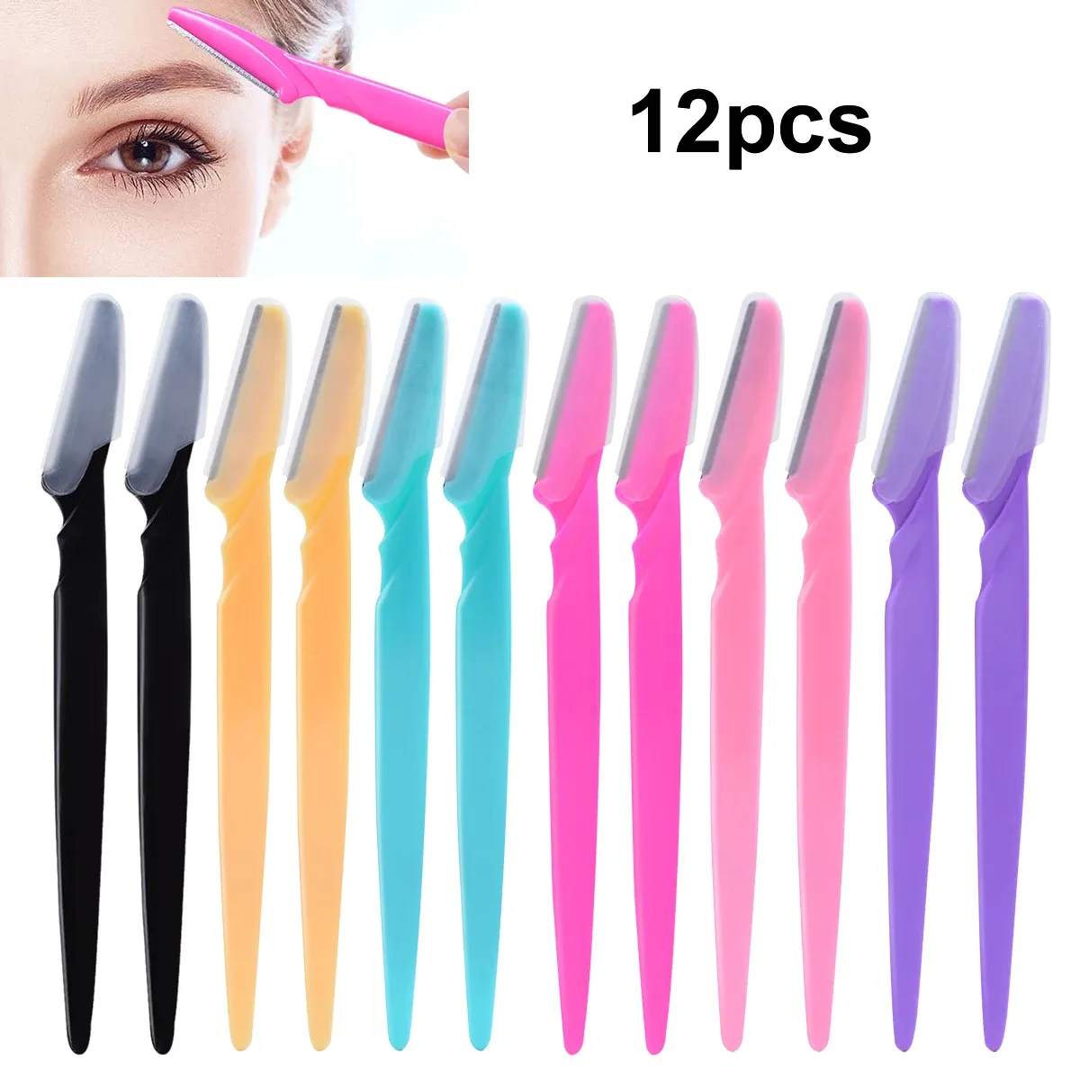 Lot de 12 rasoirs portables pour sourcils et visage, épilation sécurisée