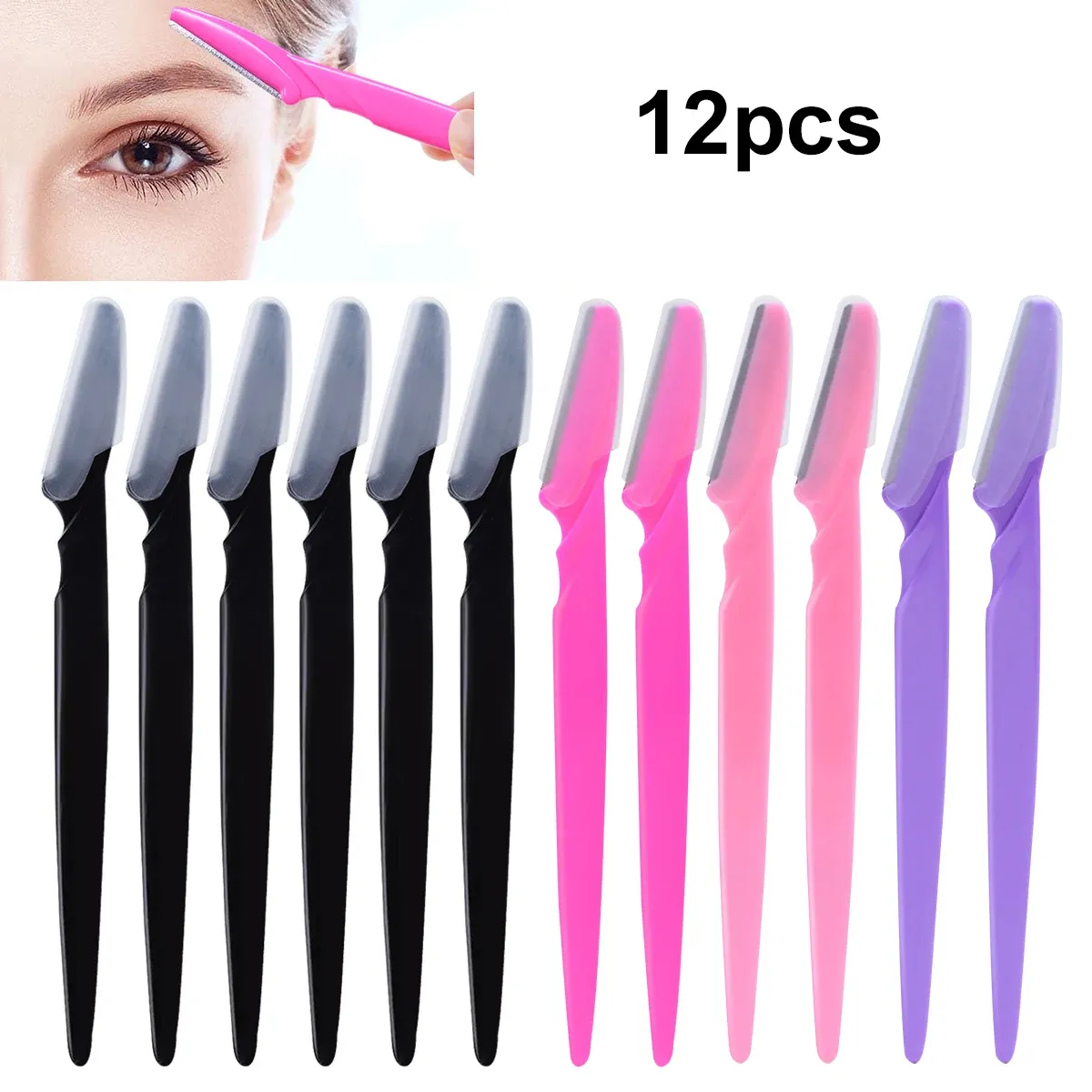 Lot de 12 rasoirs portables pour sourcils et visage, épilation sécurisée 11
