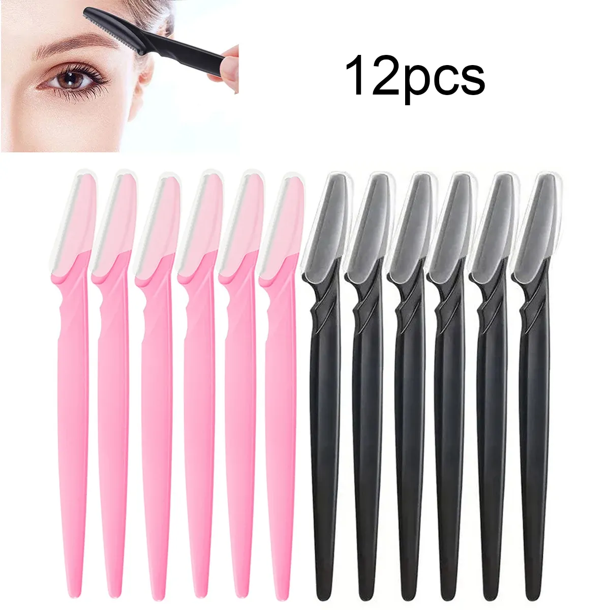 Lot de 12 rasoirs portables pour sourcils et visage, épilation sécurisée 8