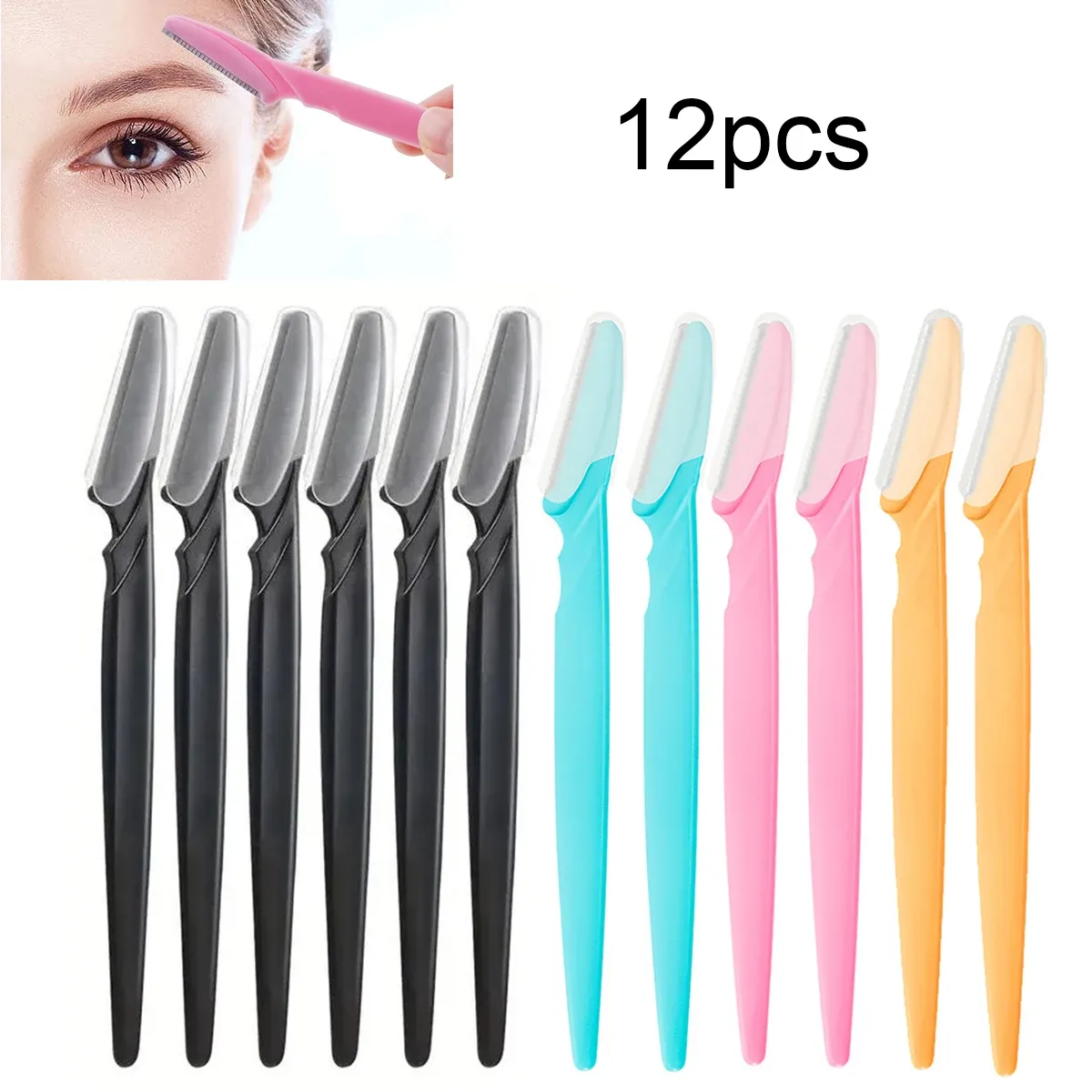 Lot de 12 rasoirs portables pour sourcils et visage, épilation sécurisée 7