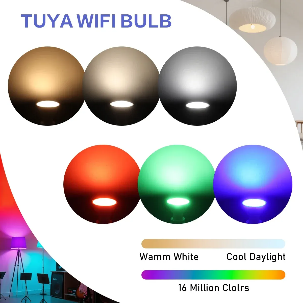 Projecteur LED Tuya WiFi GU10 intelligent, ampoule à intensité variable 1-100 %, contrôle via application Smart Life, compatible Alexa et Google, lot de 1 à 10 pièces 3