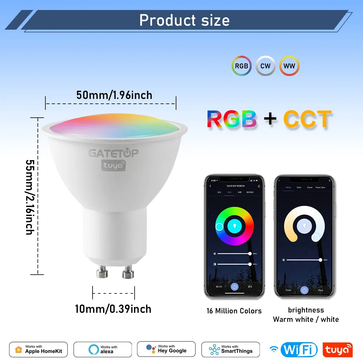 Détail de l'ampoule LED intelligente GU10