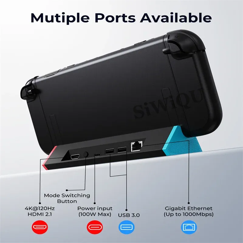 Station d'accueil TV portable pour Nintendo Switch 2 avec adaptateur HDMI 4K 120 Hz, port USB-C et charge 100 W 7
