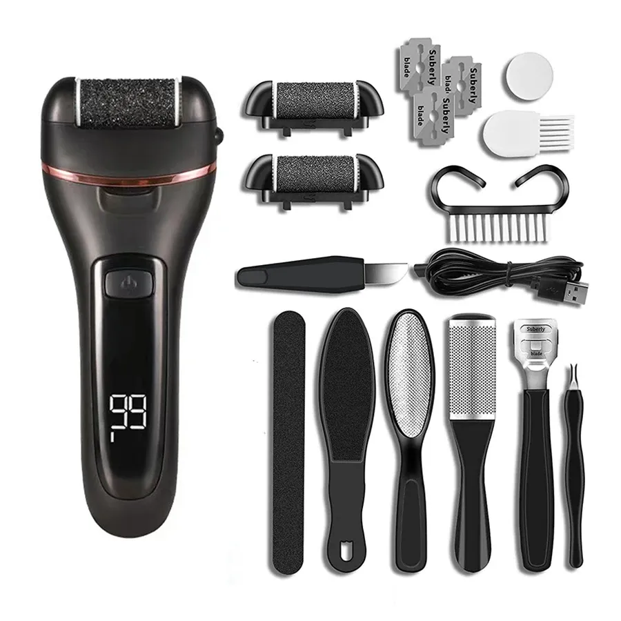 Lime électrique rechargeable pour callosités et talons, machine de pédicure professionnelle, 3 têtes