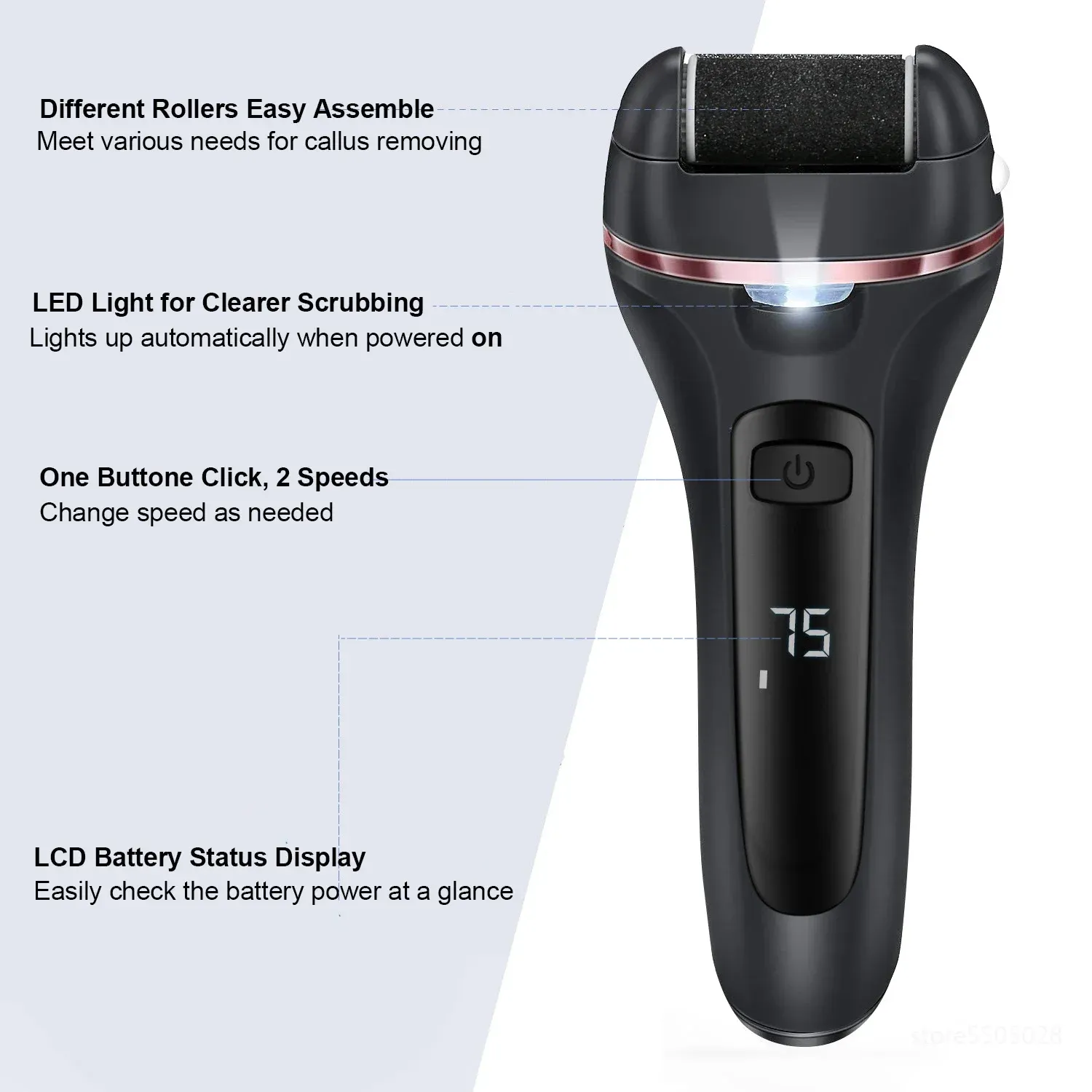 Lime électrique rechargeable pour callosités et talons, machine de pédicure professionnelle, 3 têtes 4