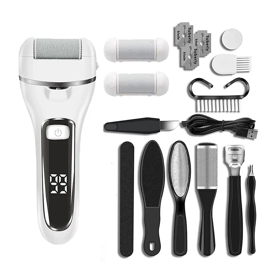 Lime électrique rechargeable pour callosités et talons, machine de pédicure professionnelle, 3 têtes 7