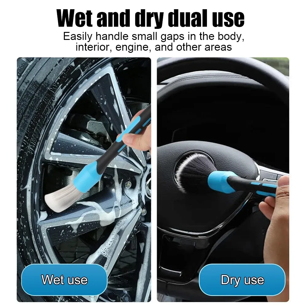 Ensemble de 3 brosses de nettoyage pour jantes, grilles de climatisation et détails intérieurs de voiture 5