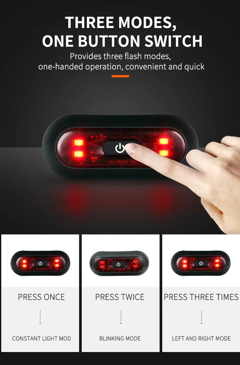 Feu arrière rechargeable pour casque, lumière allumée