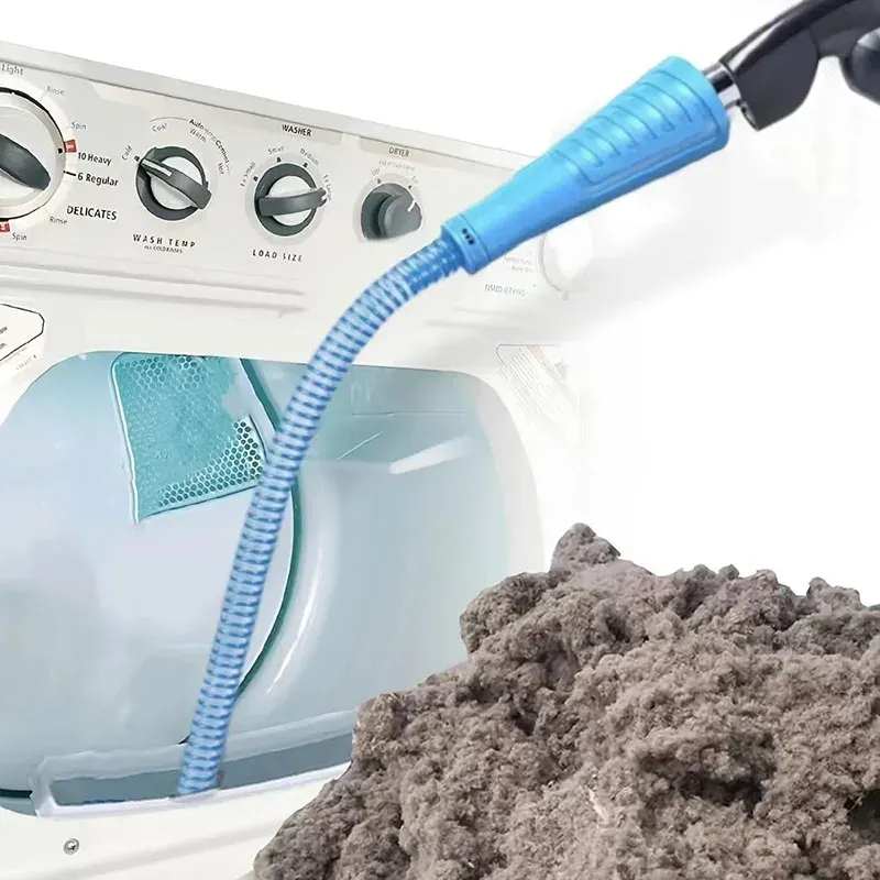 Kit de nettoyage pour conduit de sèche-linge avec embout à ventouse, dissolvant de peluches pliable et fil de guidage 1